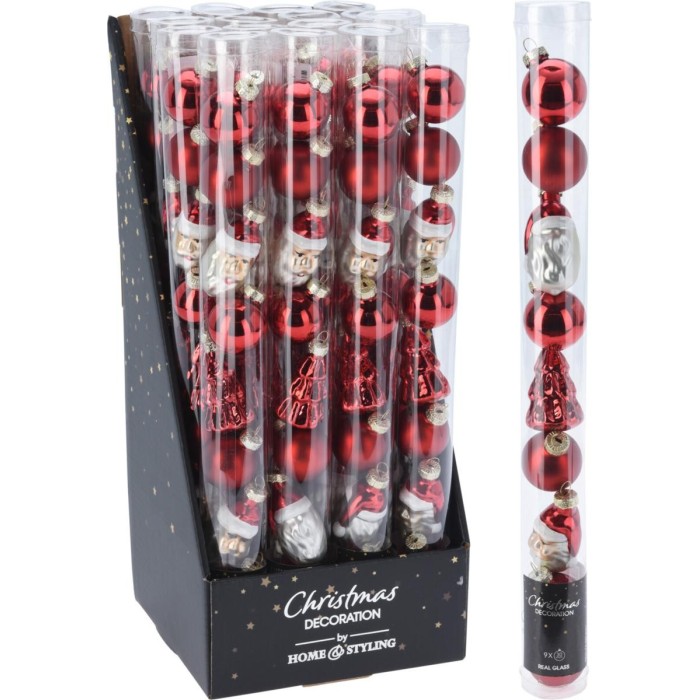 TUBO 9 PENDENTI D3 VETRO ROSSO